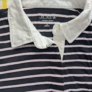 J. Crew Men’s Vintage Jersey Striped Polo - Black & Light Pink with White Collar